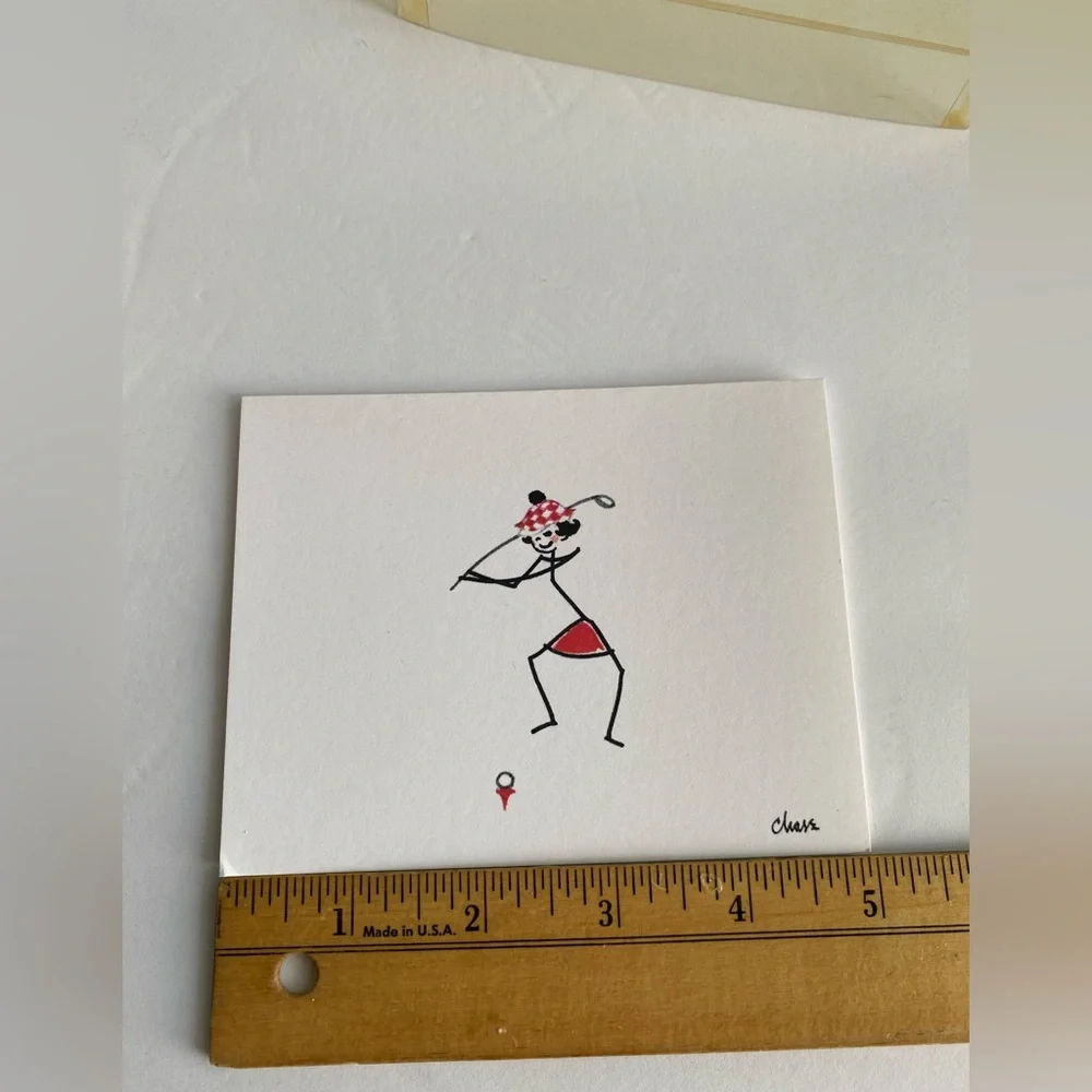 Kristin Elliott Inc. 10 cards with envelopes Golf Vintage stationary